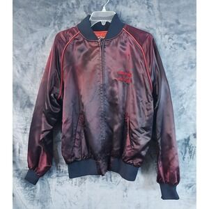 Vtg Trapper John M.D Medium Studio Production Brown Satin Jacket Gary Mandel 70s